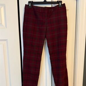 Express Columnist Burgundy and Black Plaid Dress Pants, Low Rise Size 2